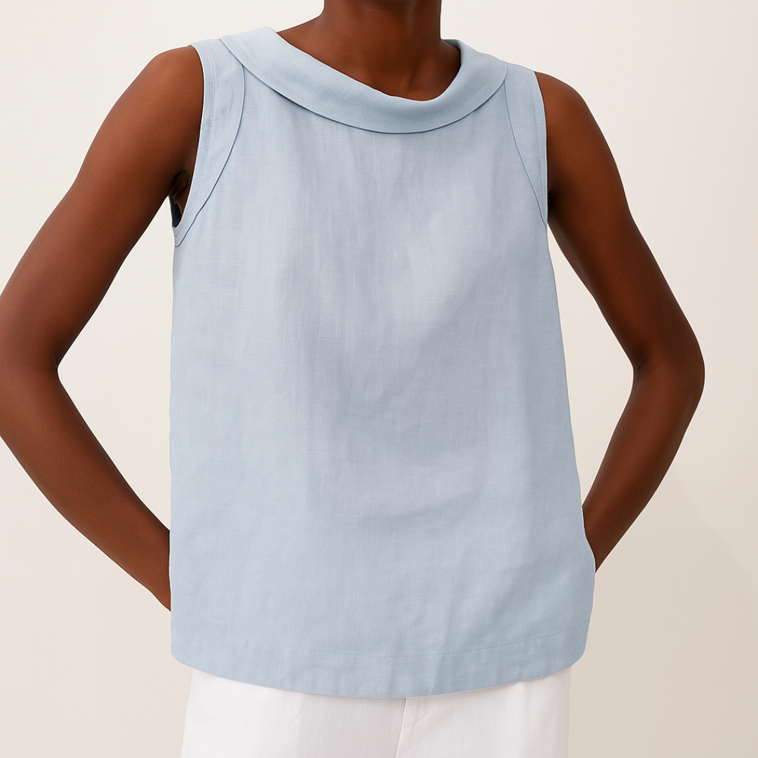 Sarah – Women’s Sleeveless Roll Collar Blouse - Image 3