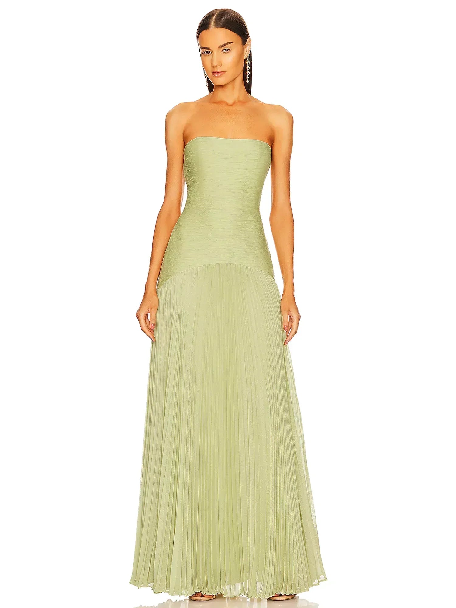 Harper – Women Strapless Pleated Maxi Dress - Image 1