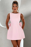 Riley – Women Elegant Bow Detail Mini Dress - Image 1