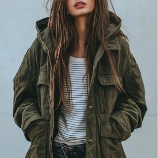 Stylish Women's Jacket with Hood and Pockets - J&B; - 4 - Elvaroza.com