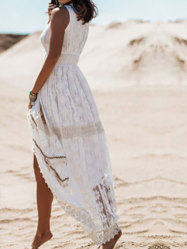 Sandra – Lace Panel Waist Cut Dress - Image 5