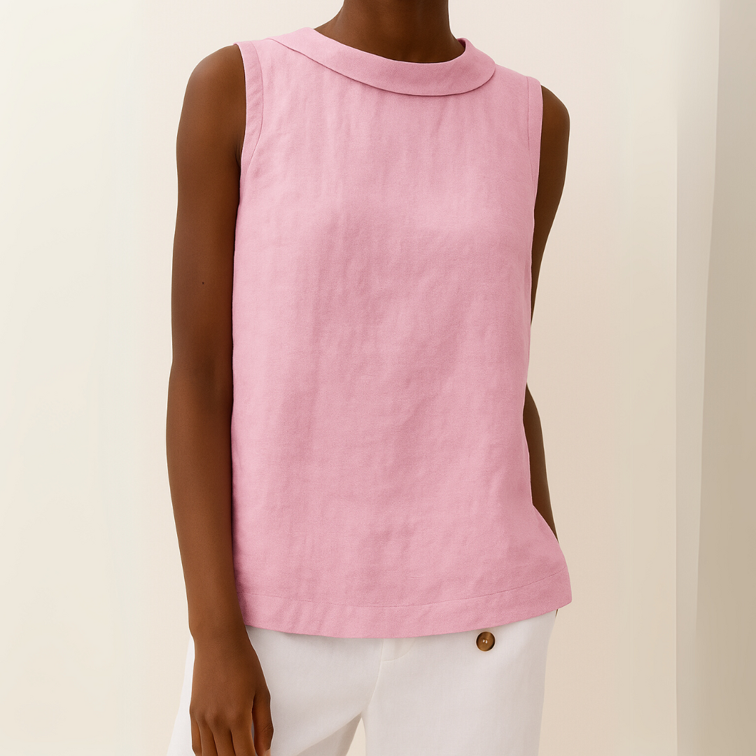 Sarah – Women’s Sleeveless Roll Collar Blouse - Image 5