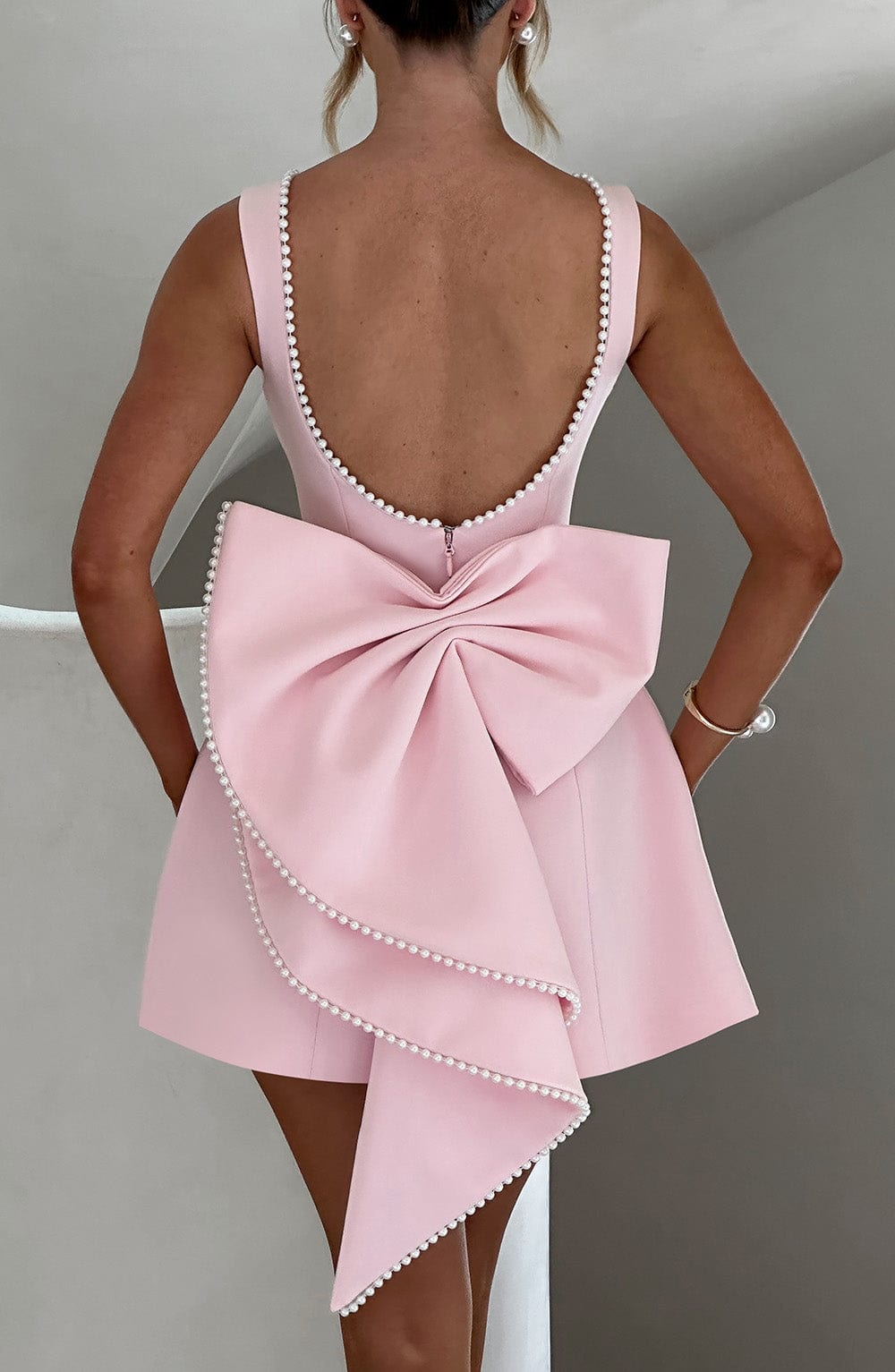 Riley – Women Elegant Bow Detail Mini Dress - Image 3