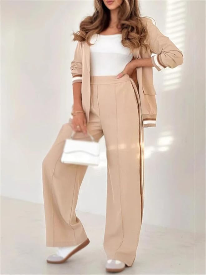 Set featuring a blazer and wide-leg pants for women with a sporty touch - J&B; - 11 - Elvaroza.com