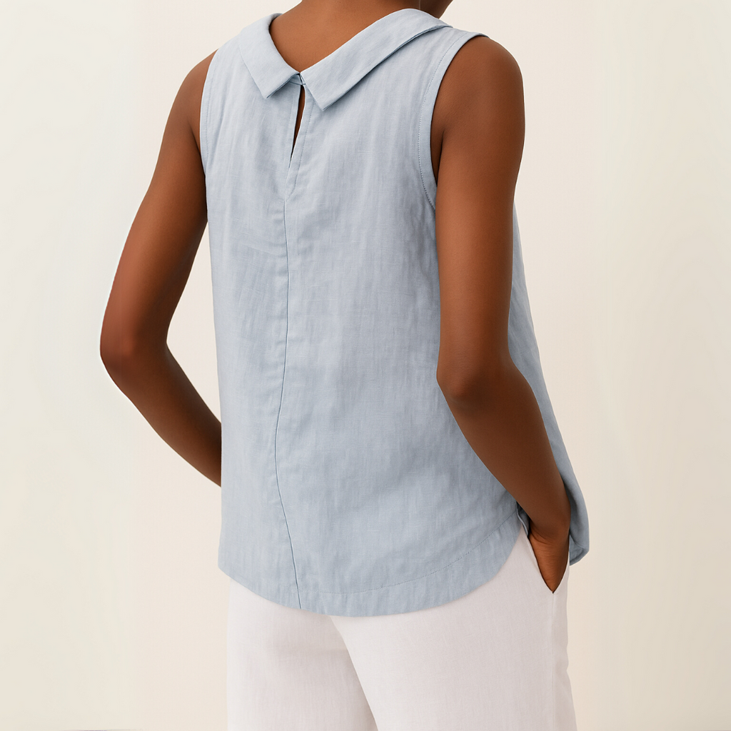 Sarah – Women’s Sleeveless Roll Collar Blouse - Image 8