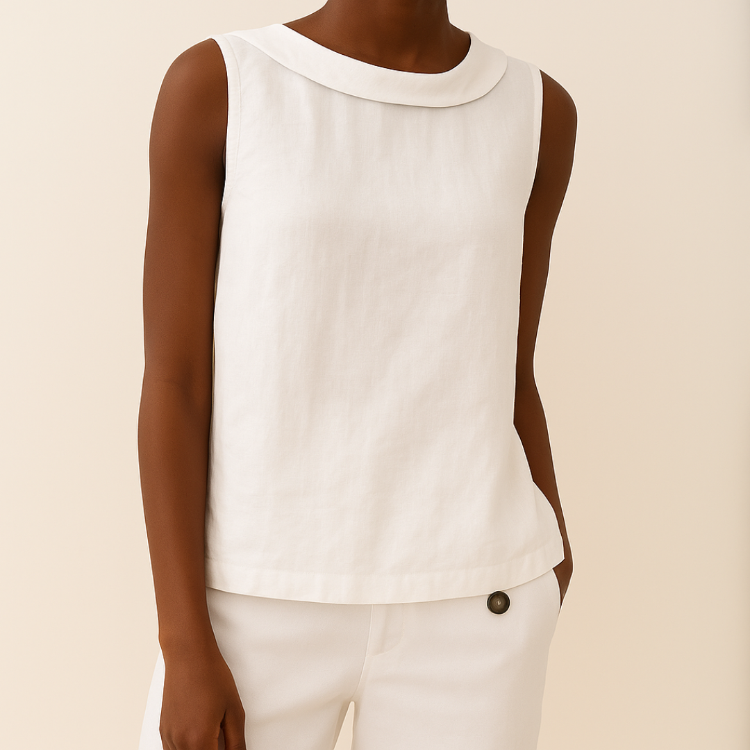 Sarah – Women’s Sleeveless Roll Collar Blouse - Image 4