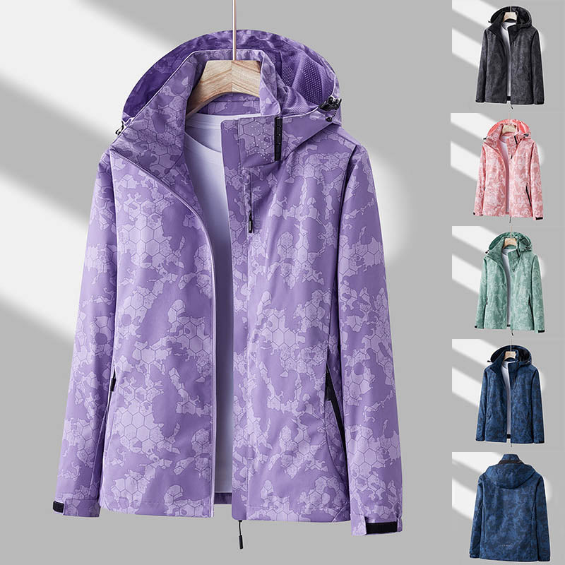 Women's Windbreaker with Hood and Floral Pattern - J&B; - 6 - Elvaroza.com