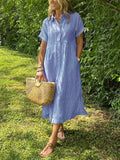 Emma – Women Striped Button-Up Midi Dress - Image 1