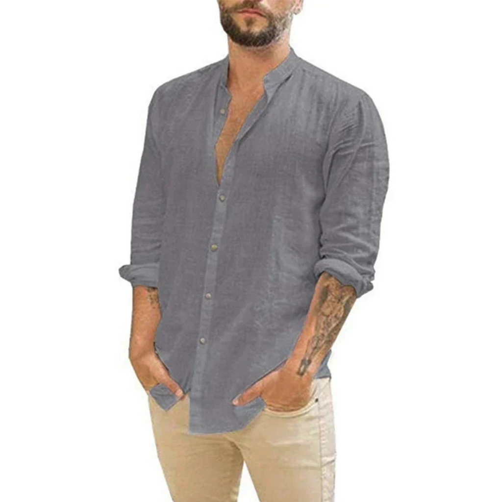 Niklas – Stand Collar Long-sleeved Shirt - Image 5