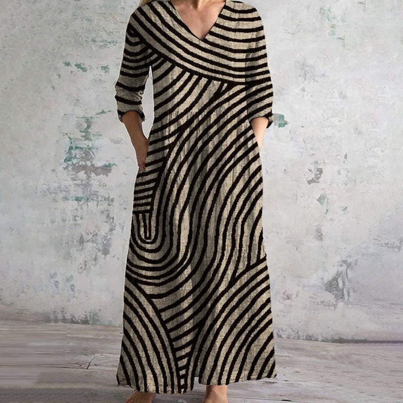 Britta – Elegant  Striped Dress - Image 2