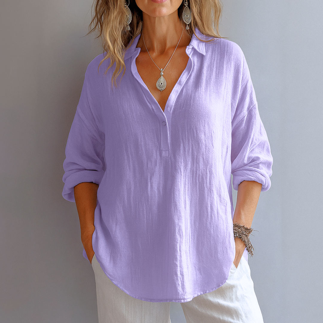 Emilia – Women’s Relaxed Fit Linen Blouse - Image 4