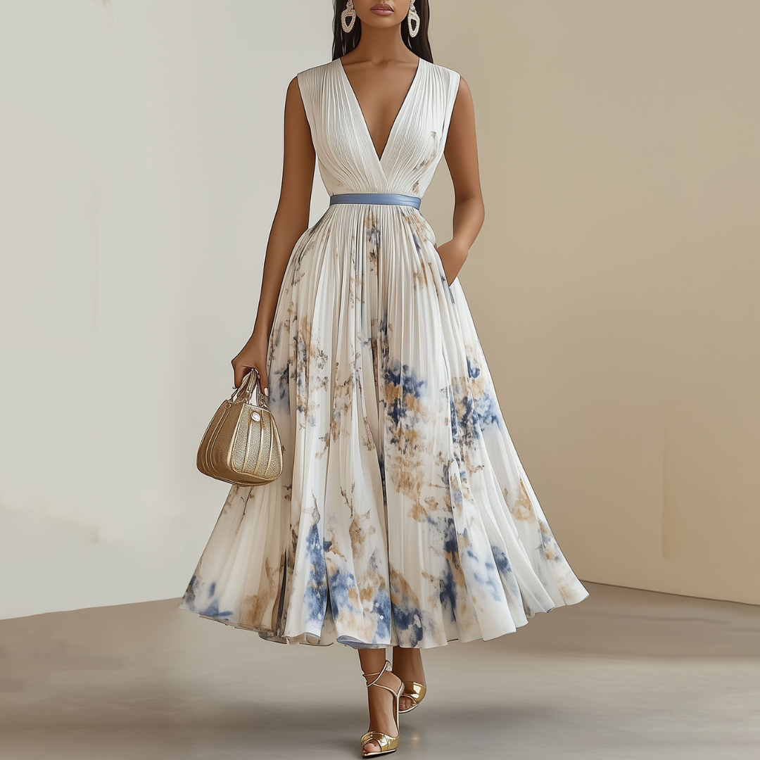 Zoe – Women Elegant Pleated Maxi Dress - Image 1