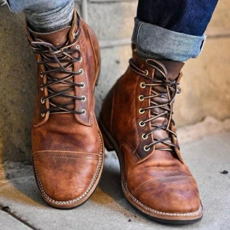 Lars – Lace-Up Round Toe Boots - Image 1