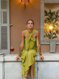 Sarah – Langes Kleid mit gekreuztem Neckholder und Schlitz - Image 1