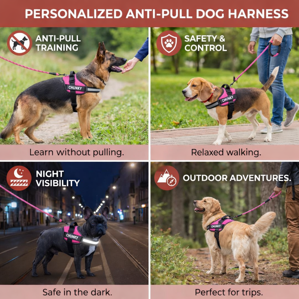 Chunky Personalized Anti-Pull Dog Harness & Leash – Ensure Comfort and Control