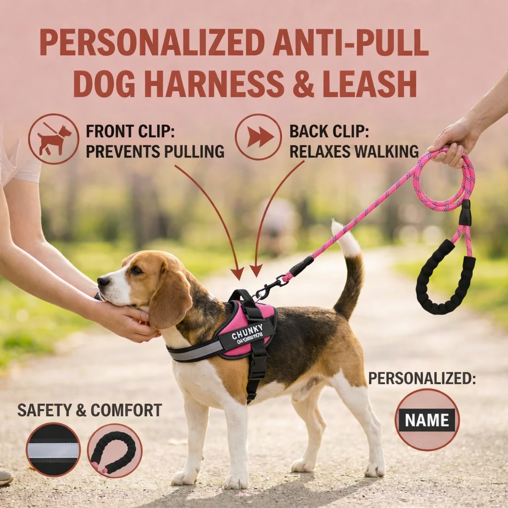 Chunky Personalized Anti-Pull Dog Harness & Leash – Ensure Comfort and Control