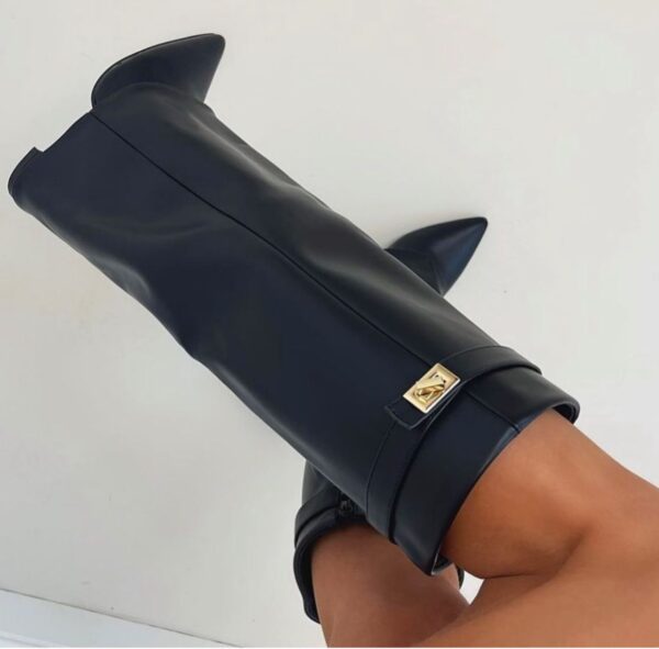 Women's Knee-High Boots with a Straight Shaft and Pointed Toe - J&B; - 13 - Elvaroza.com