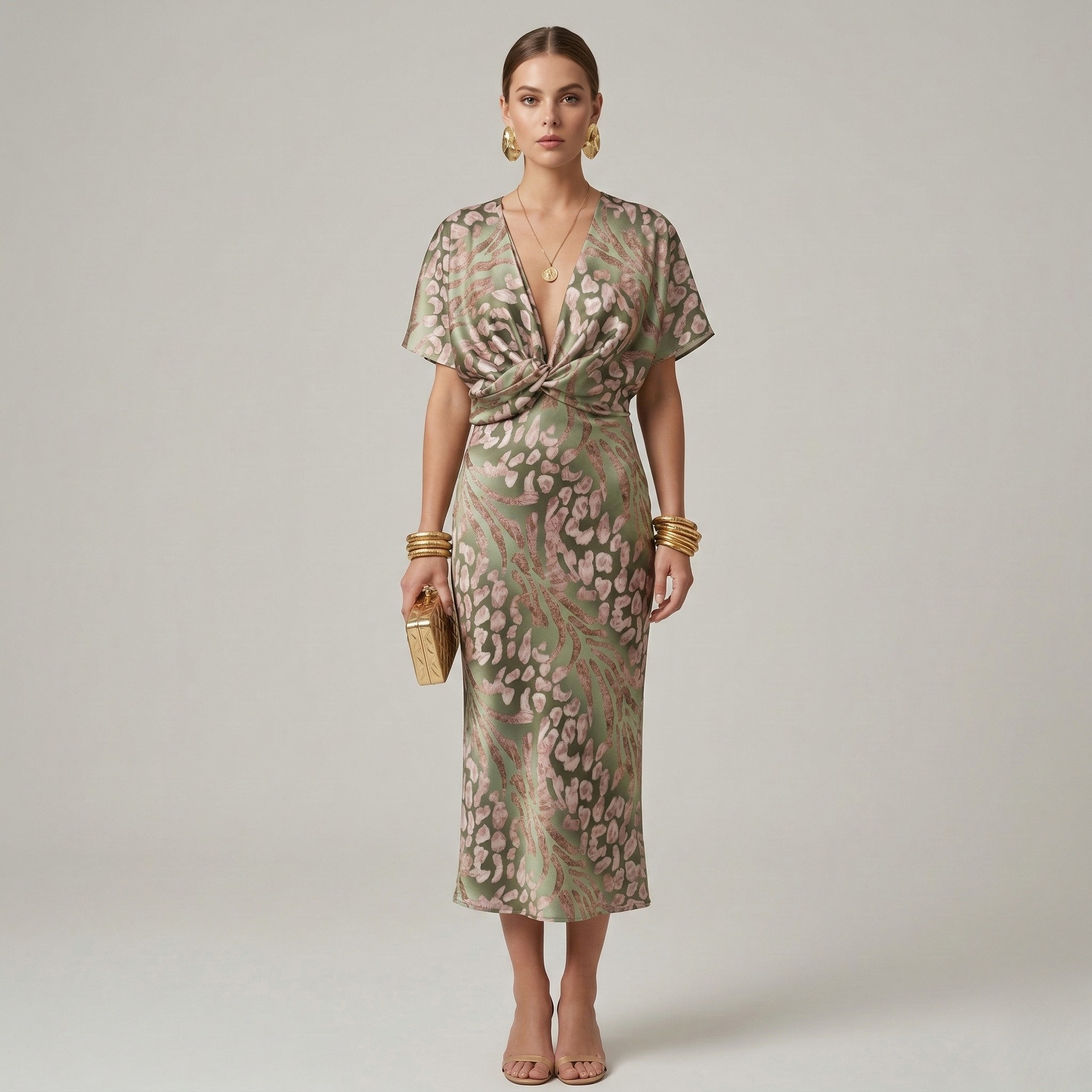 Elena – Women Print Wedding Guest Dress - Image 1