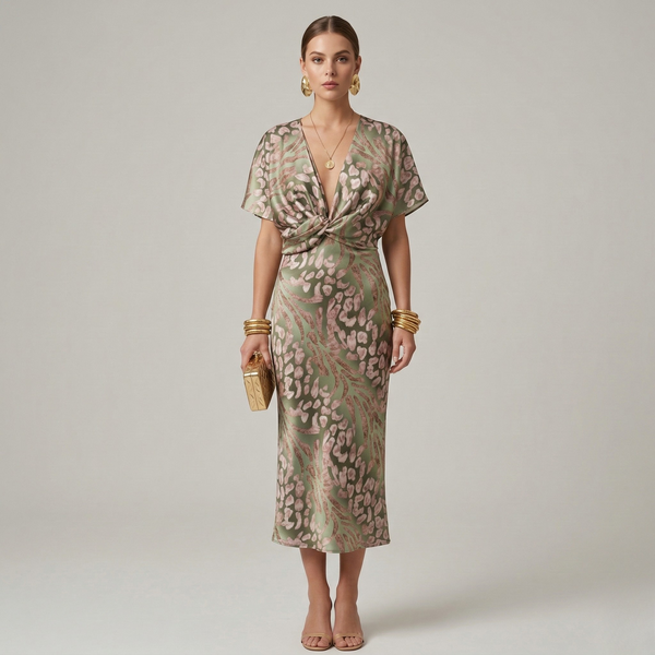 Elena – Women Print Wedding Guest Dress - Image 1