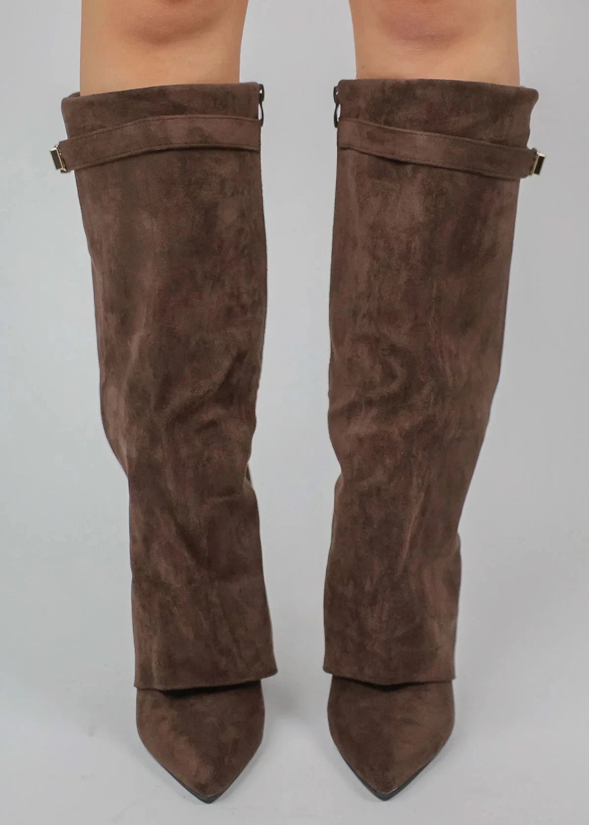 Women's Knee-High Boots with a Straight Shaft and Pointed Toe - J&B; - 11 - Elvaroza.com
