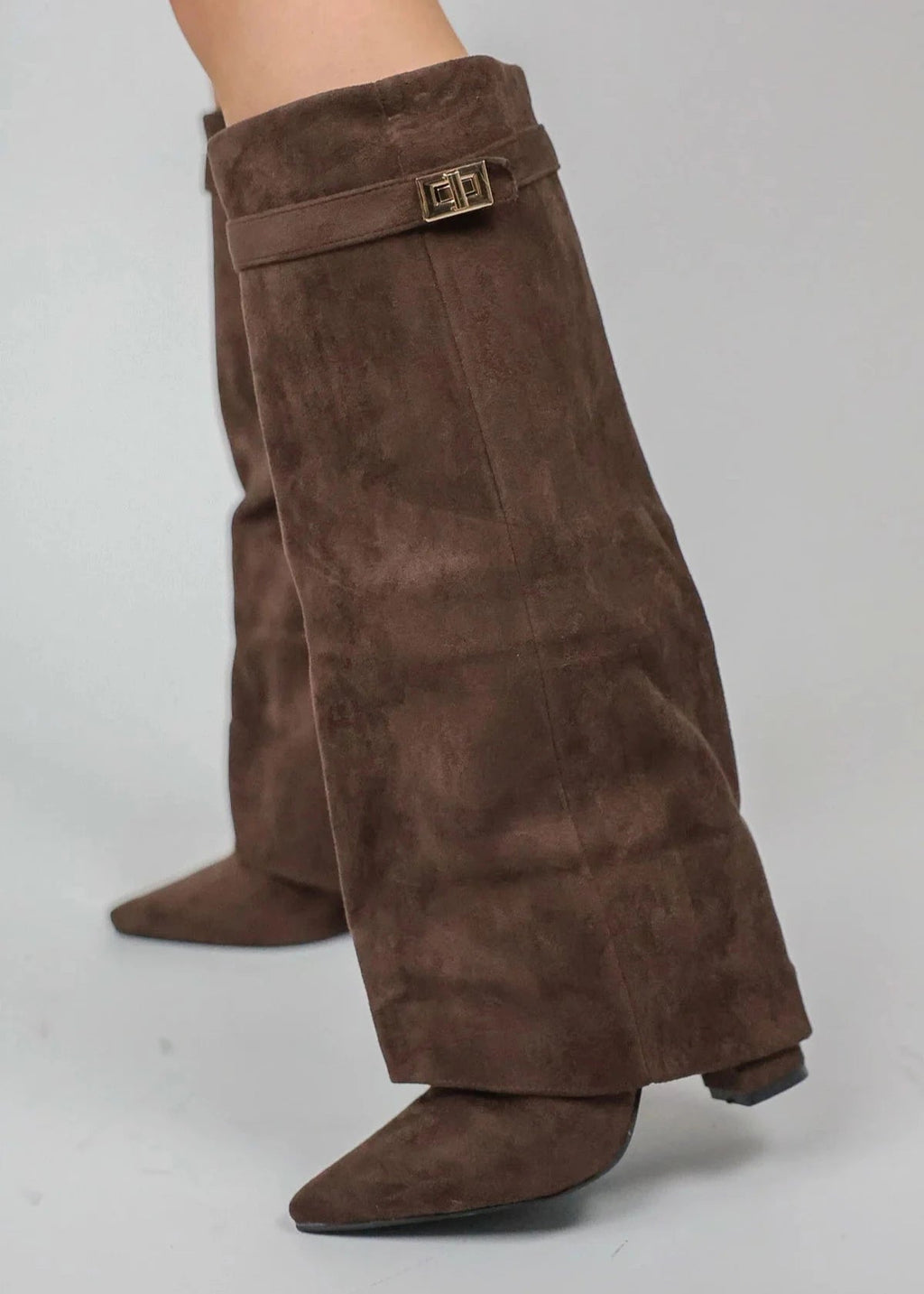 Women's Knee-High Boots with a Straight Shaft and Pointed Toe - J&B; - 12 - Elvaroza.com