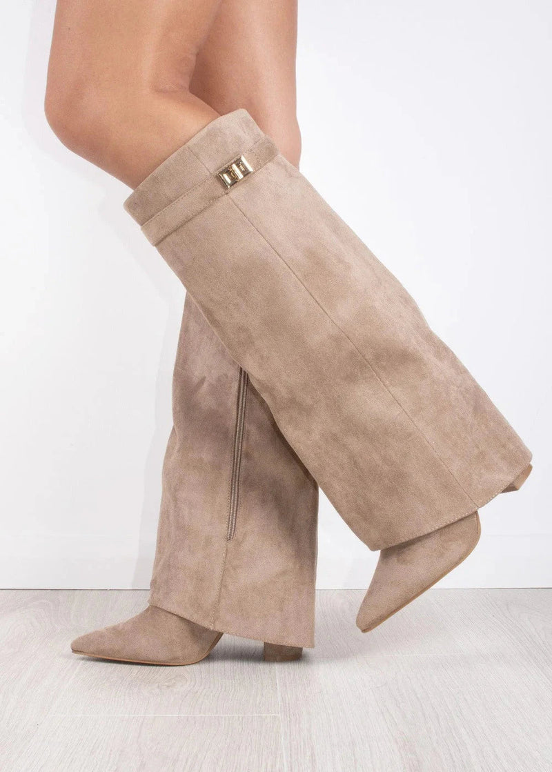 Women's Knee-High Boots with a Straight Shaft and Pointed Toe - J&B; - 2 - Elvaroza.com