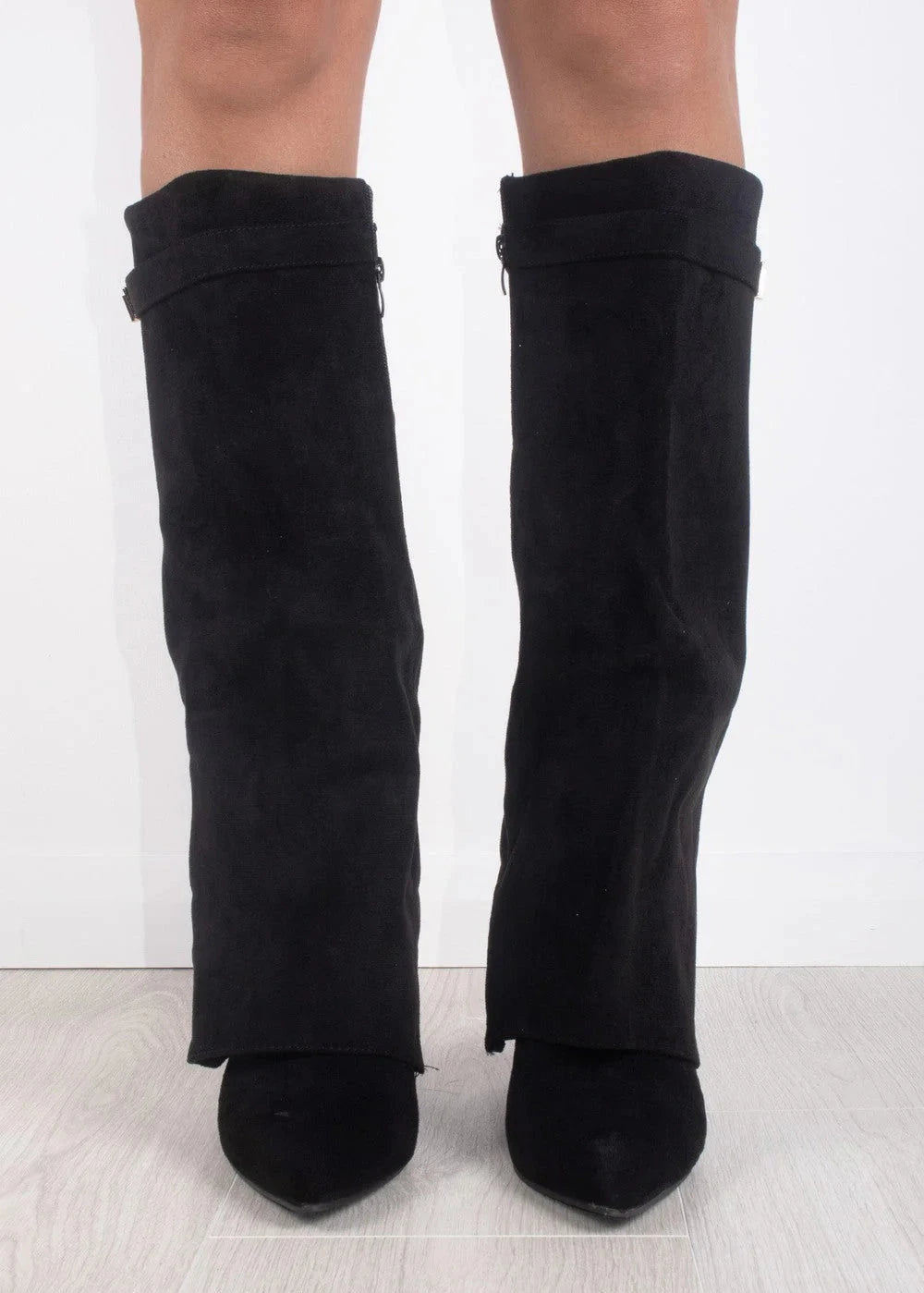 Women's Knee-High Boots with a Straight Shaft and Pointed Toe - J&B; - 8 - Elvaroza.com