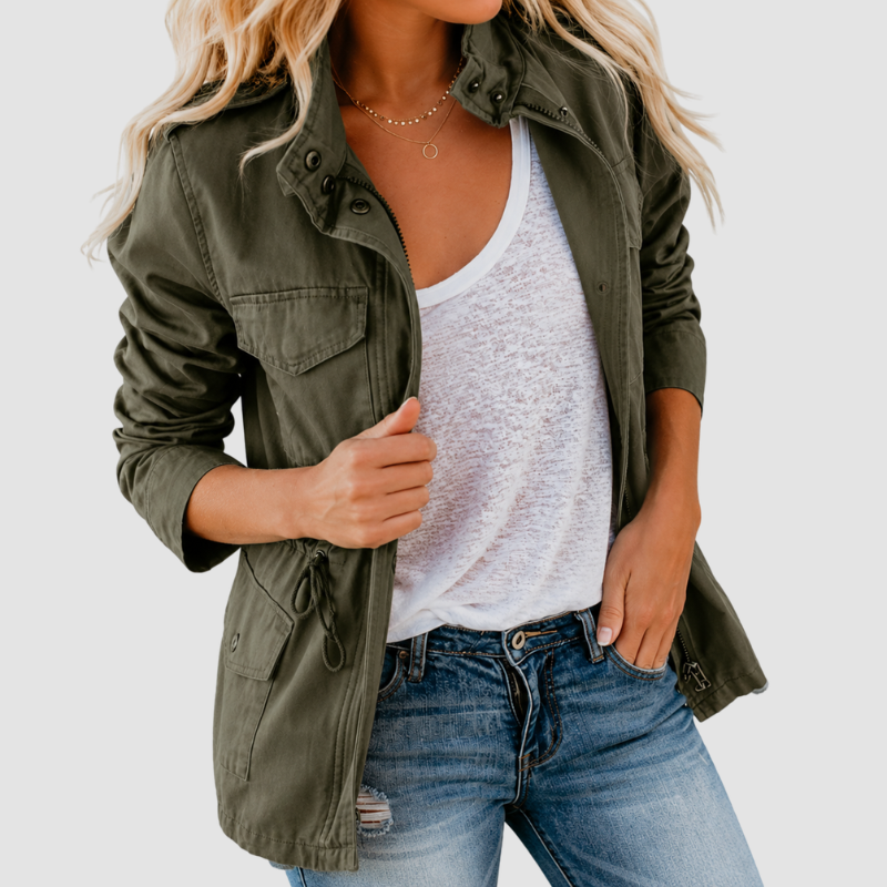 Utility Jacket Women's with Zip Closure and Adjustable Waist - Image 2