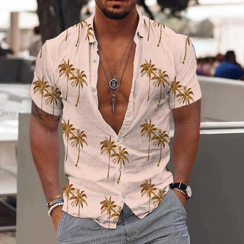 Matteo – Tropical Palm Print Shirt - Image 1
