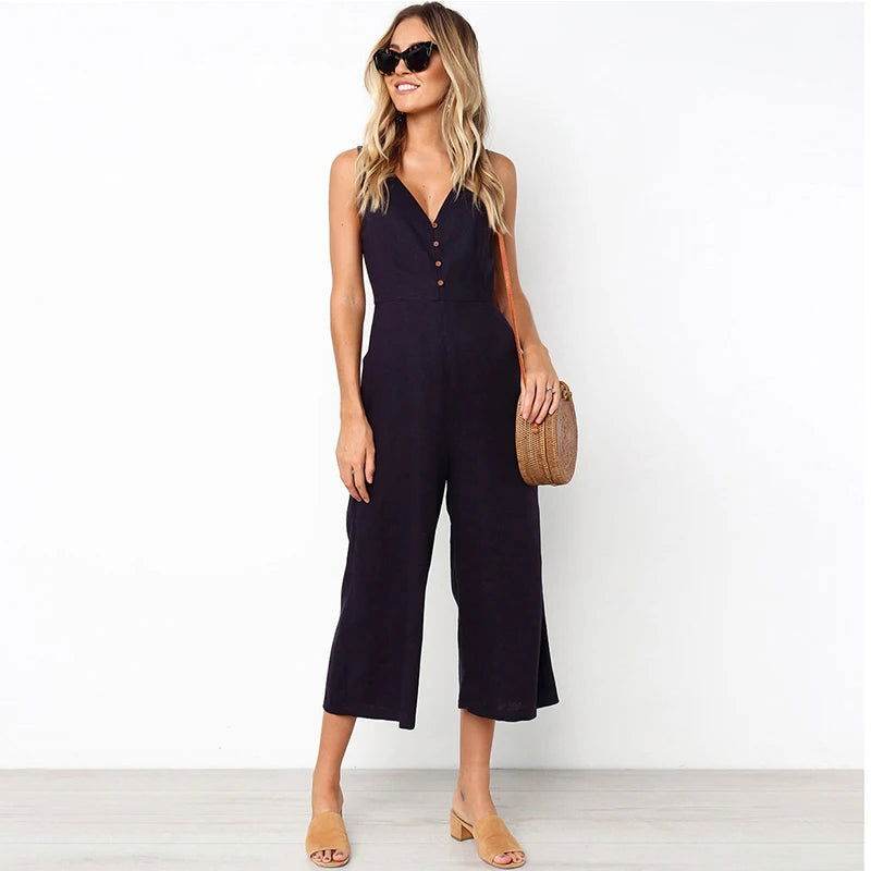 Irina – Chic V-neck Summer Jumpsuit - Image 1