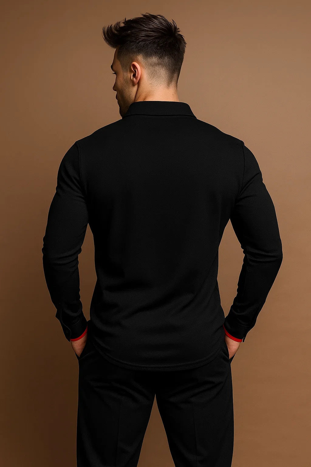 Men's long-sleeved polo shirt with a striking collar - J&B; - 6 - Elvaroza.com