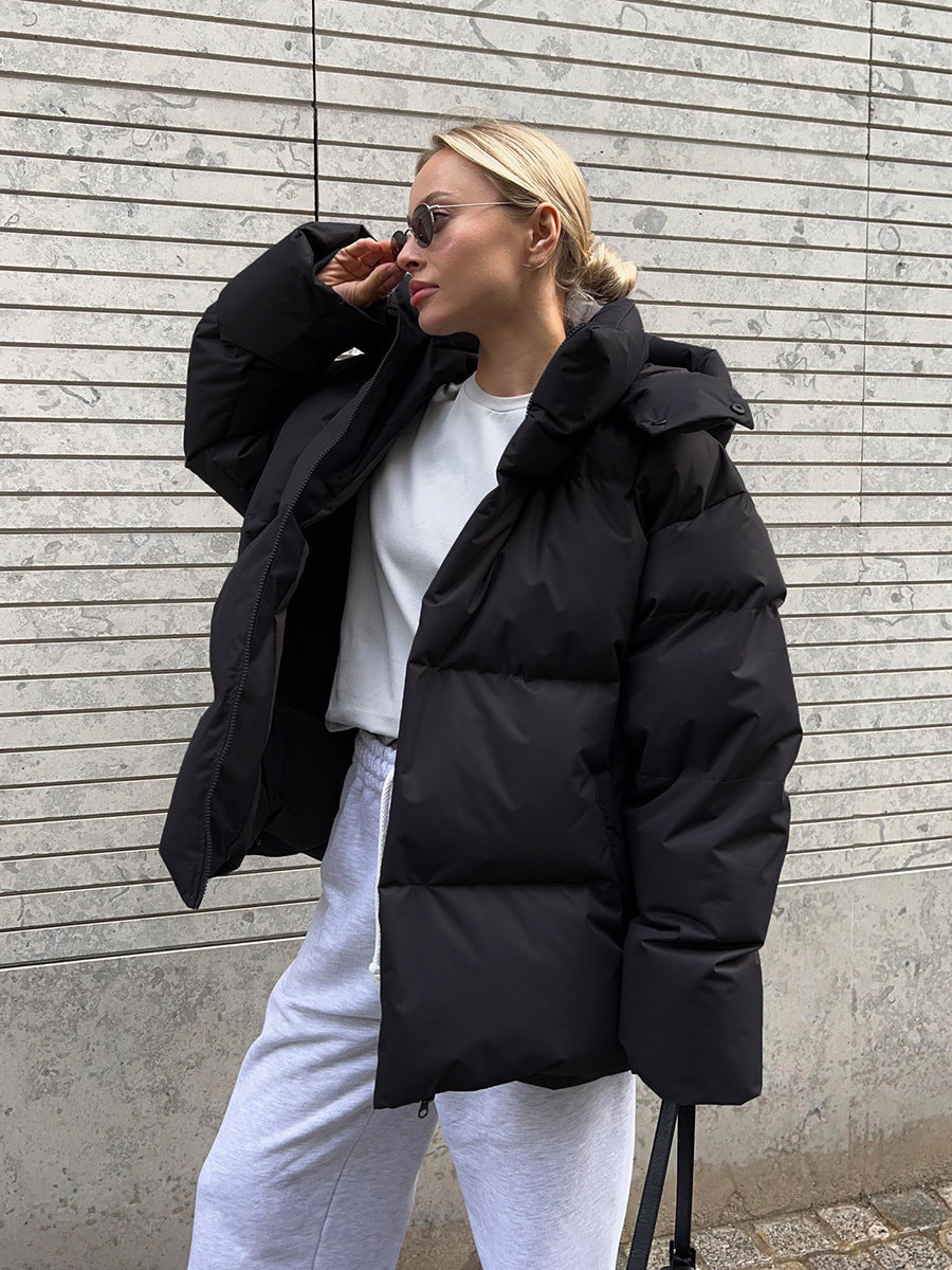 Puffer Jacket Women's Oversized Fit with Hood - Image 4