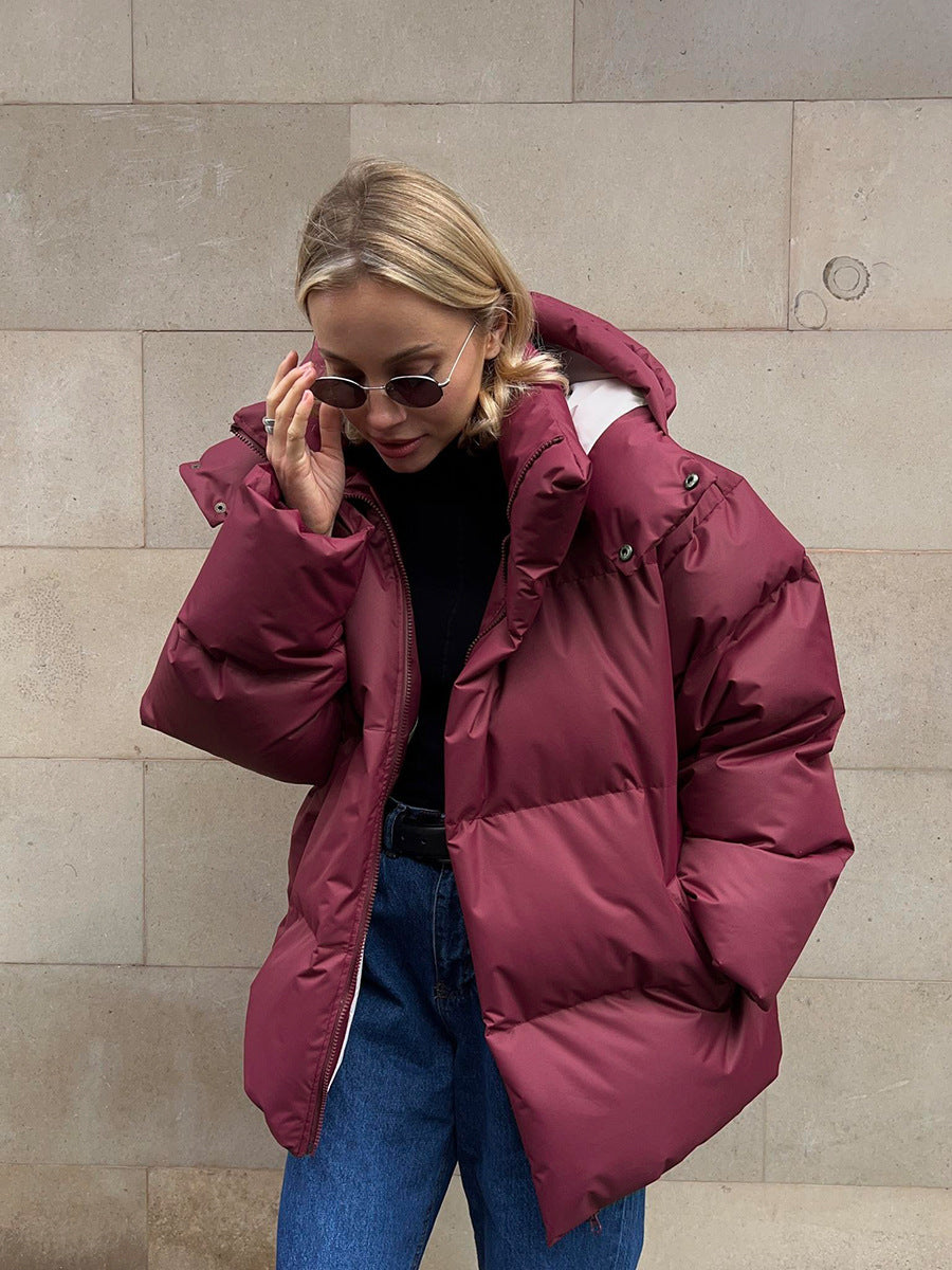 Puffer Jacket Women's Oversized Fit with Hood - Image 3