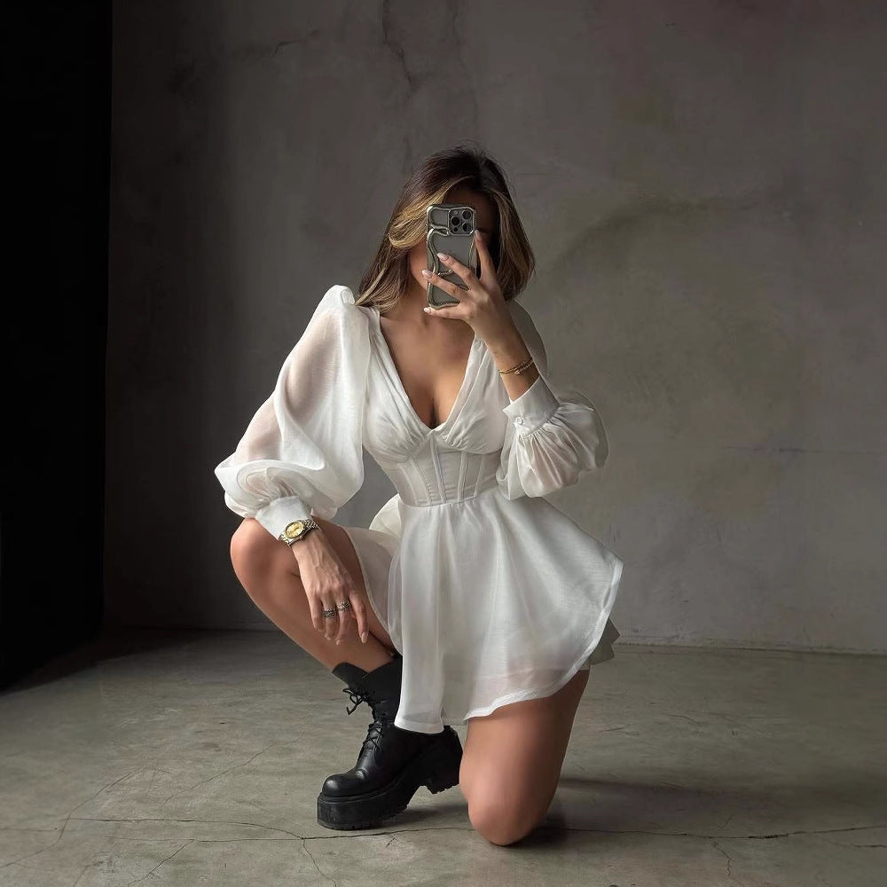 Emilia – Corset Puff Sleeve Dress - Image 3
