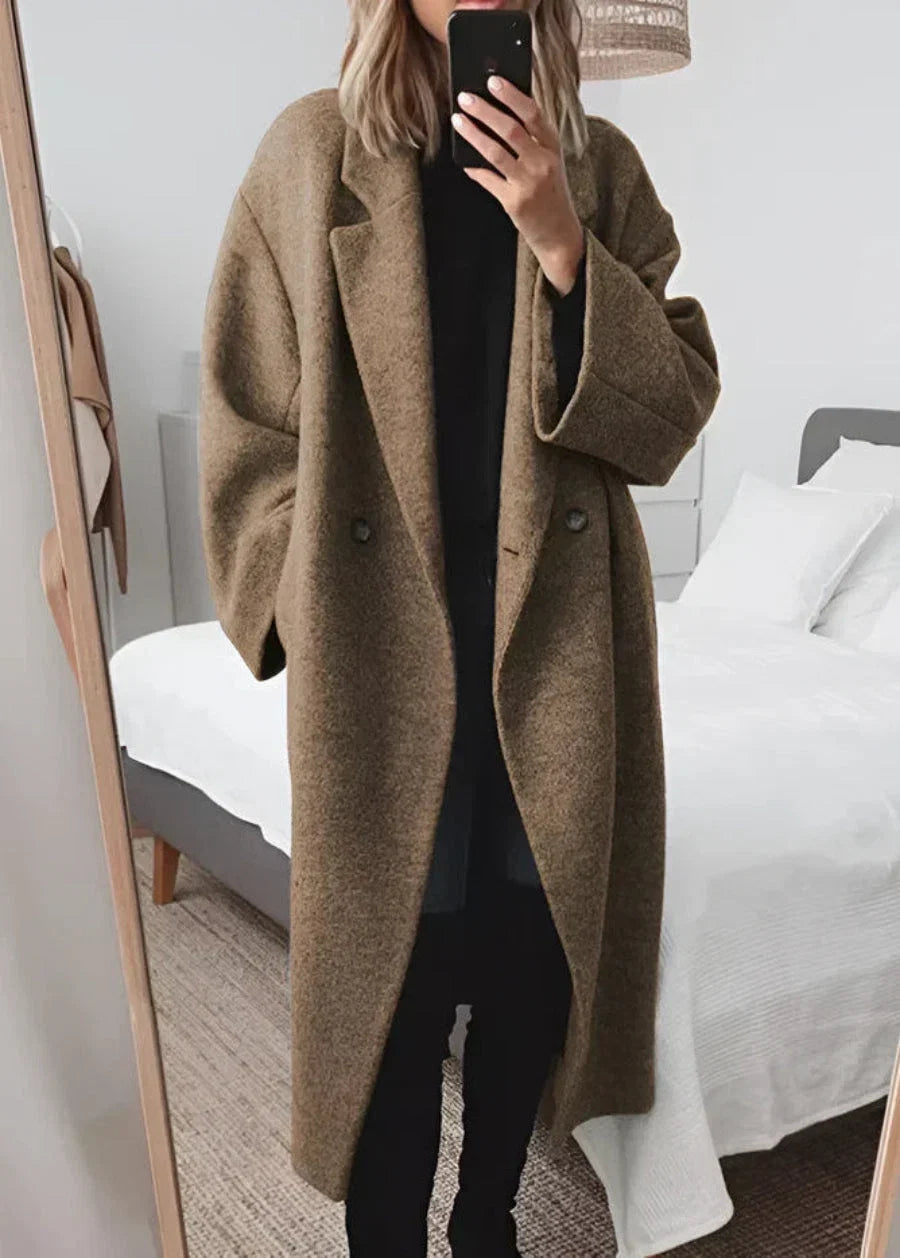 Women's Oversized Coat with an Elegant Textured Design - J&B; - 1 - Elvaroza.com