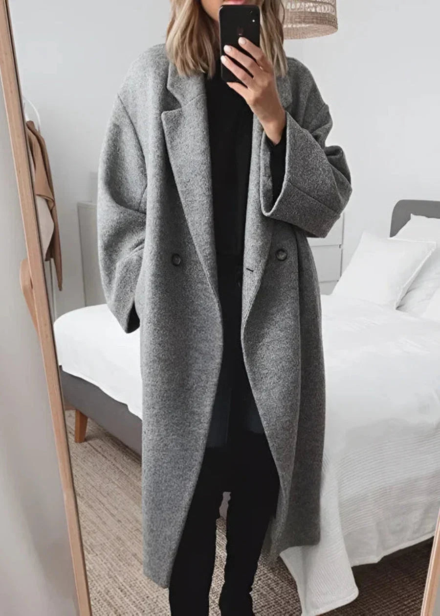 Women's Oversized Coat with an Elegant Textured Design - J&B; - 4 - Elvaroza.com