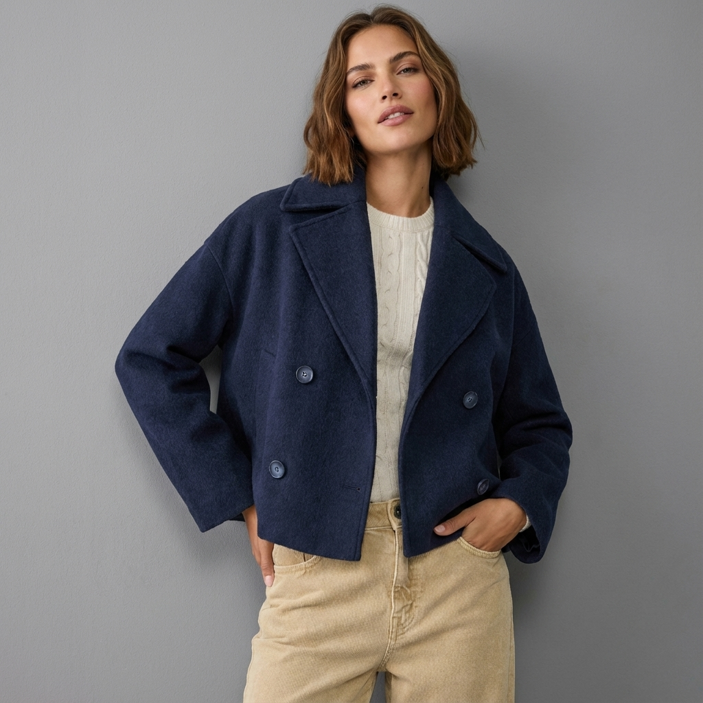 Double-Breasted Women's Jacket with Cropped Fit - Image 5