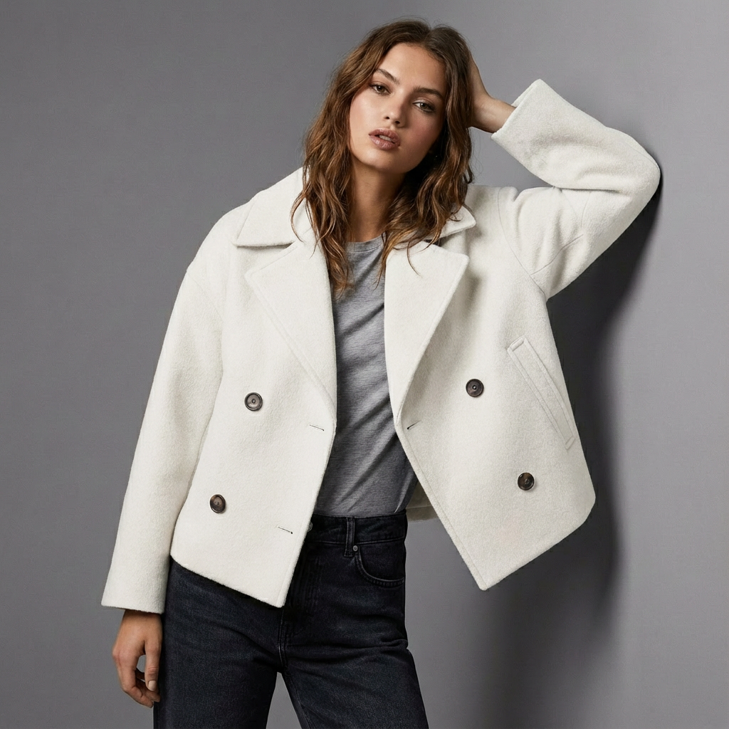 Double-Breasted Women's Jacket with Cropped Fit - Image 6