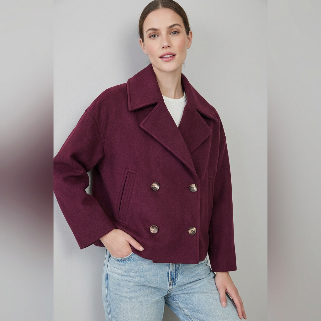 Double-Breasted Women's Jacket with Cropped Fit - Image 9