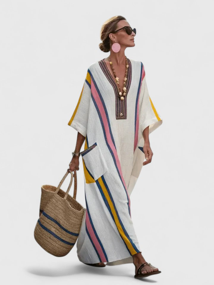 Karina – Women V-Neck Kaftan Maxi Dress - Image 3
