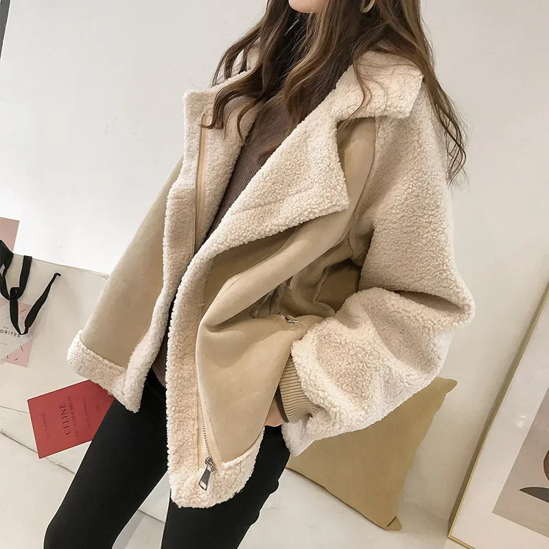 Jacket Women's Oversized Style with Cozy Fleece Lining - Image 9