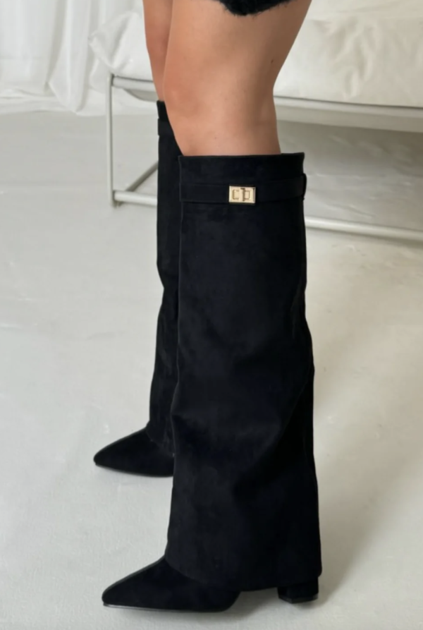 Women's Knee-High Boots with a Straight Shaft and Pointed Toe - J&B; - 1 - Elvaroza.com