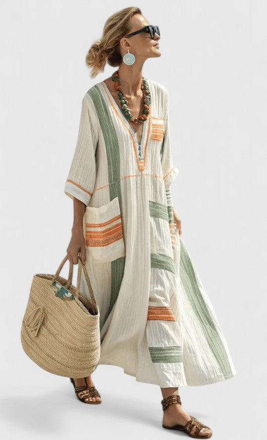 Karina – Women V-Neck Kaftan Maxi Dress - Image 8