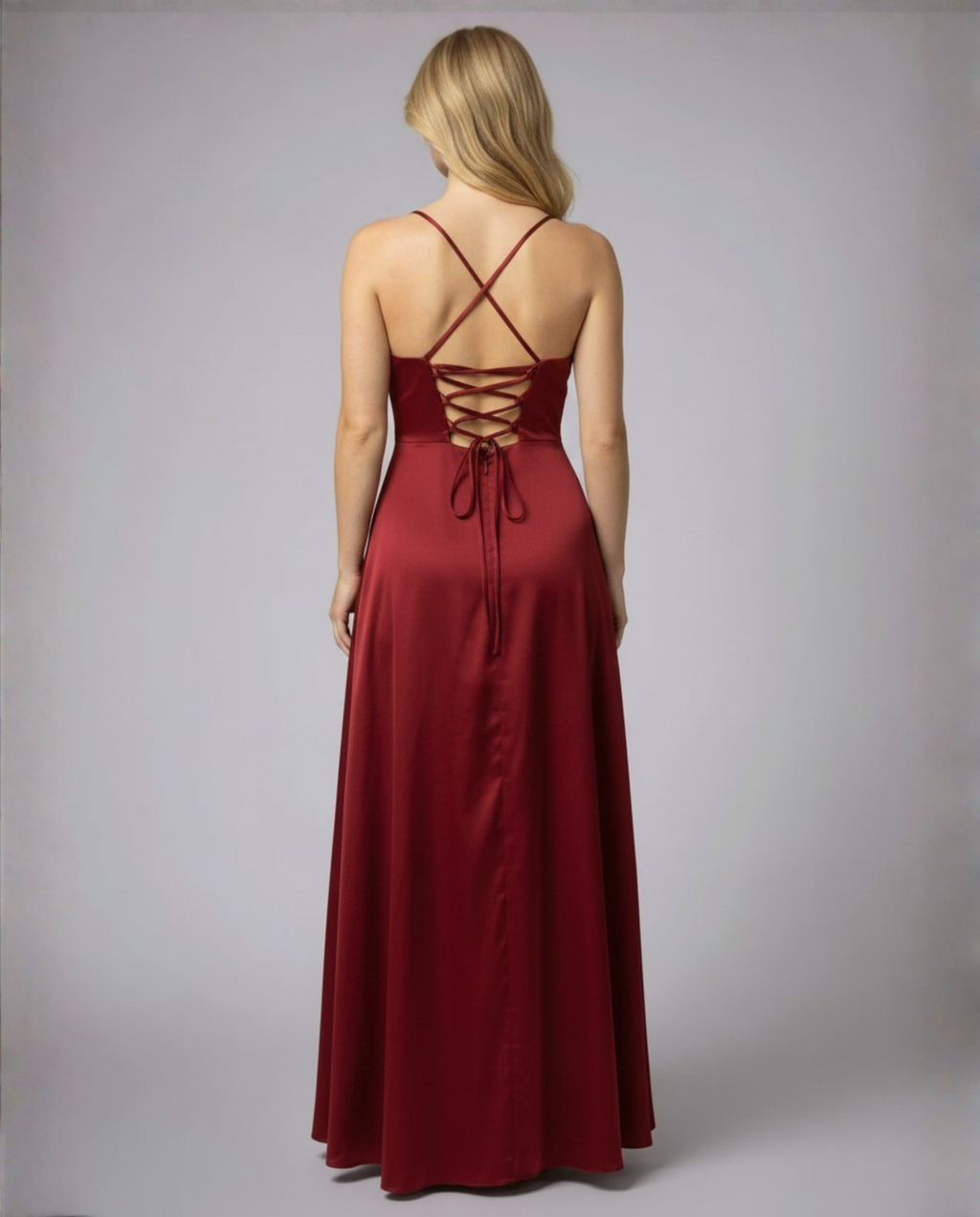 Evening Dress Women's Silky Look with Side Slit - Image 2
