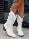 Women's Cowboy Boots with Perforations and Block Heels - J&B; - 1 - Elvaroza.com