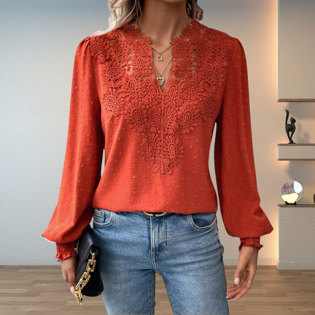 Stella – Elegant Lightweight Lace Detail Blouse - Image 1