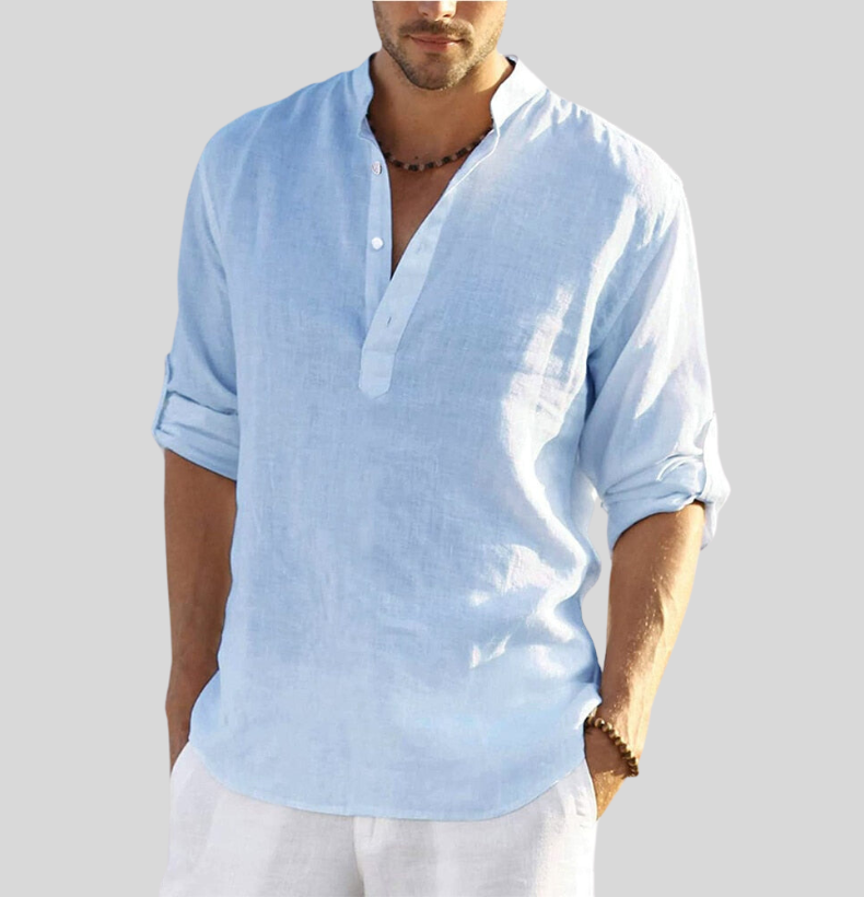 Sven – Long Sleeve Stand Collar Shirt - Image 3