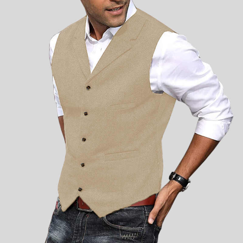 Alexander – Tailored Herringbone Vest - Image 3