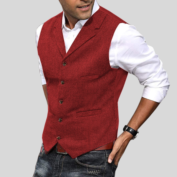 Alexander – Tailored Herringbone Vest - Image 1