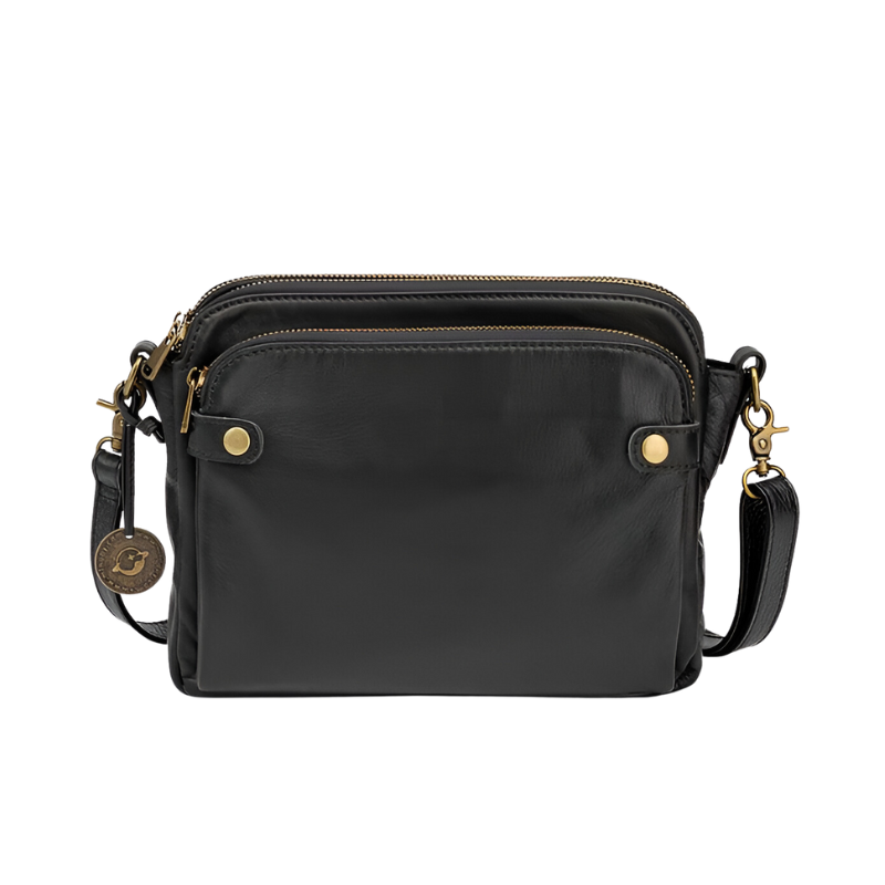 NoirVault Leather Crossbody Shoulder Bag